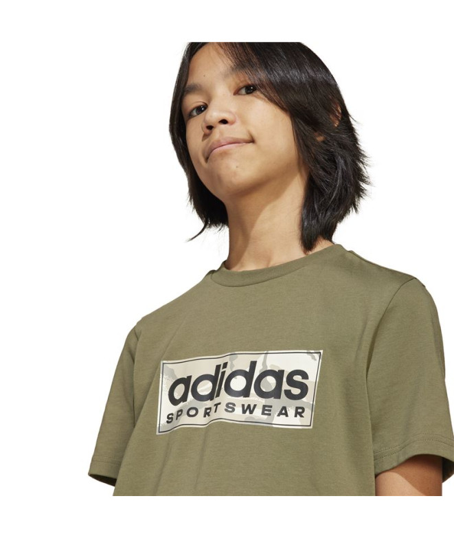 Camiseta adidas Camo Lin Menino Verde Escuro