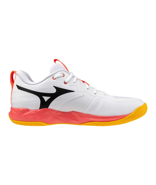Sapatilhas de Voleibol Mizuno Wave Momentum Pro Branco/Coral/Cítrico