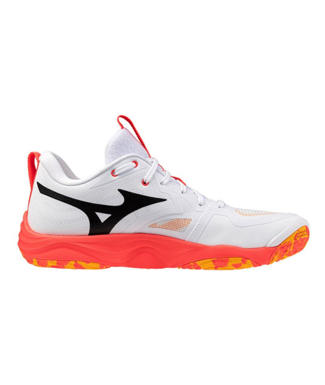 Zapatillas de Voleibol Mizuno Wave Momentum Elite Blanco/Coral/Citrus