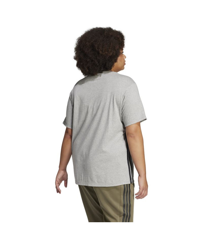 Camiseta adidas 3 Bandas Sj Mulher Cinza