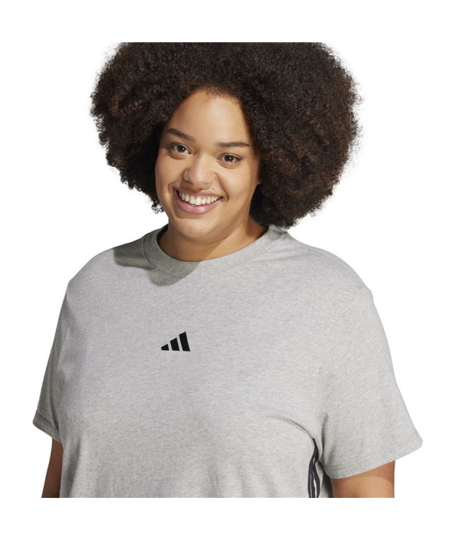 Camiseta adidas 3 Bandas Sj Mulher Cinza