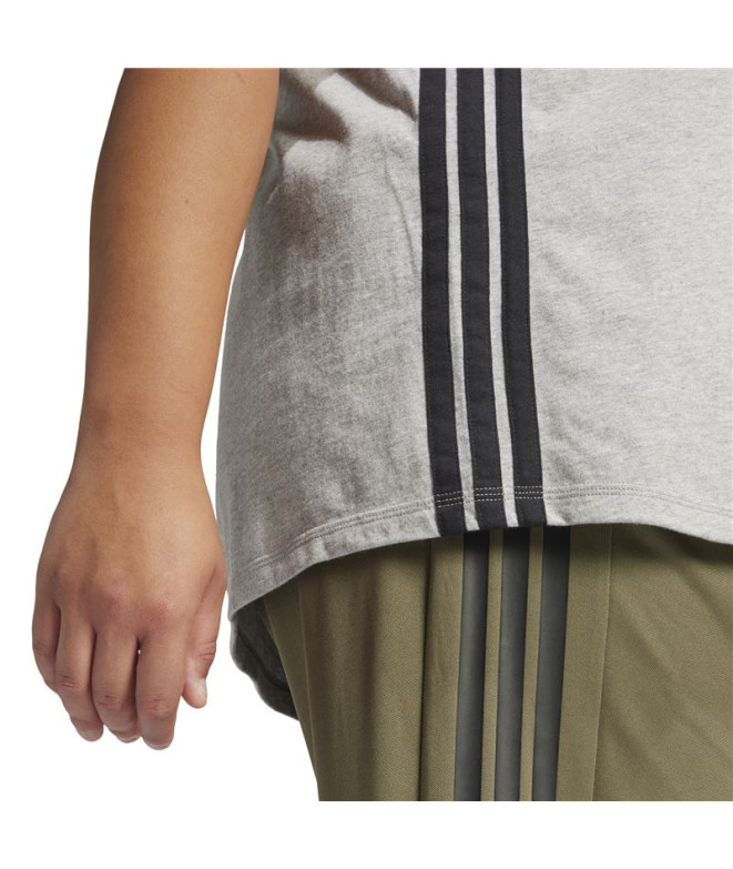 Camiseta adidas 3 Bandas Sj Mulher Cinza