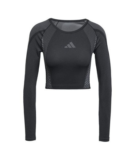 Camiseta de Fitness adidas Seamless Ls Mulher Preto