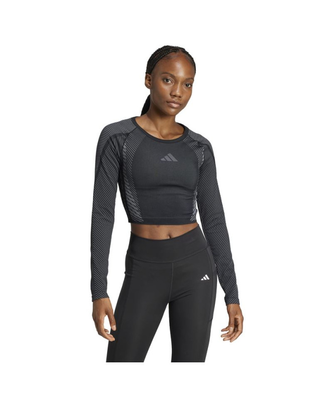 T-shirt de Fitness adidas Seamless Ls Femme Noir
