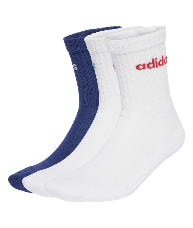 Calcetines adidas C Lin Crew 3P Infantil Azul Oscuro / Blanco / Blanco