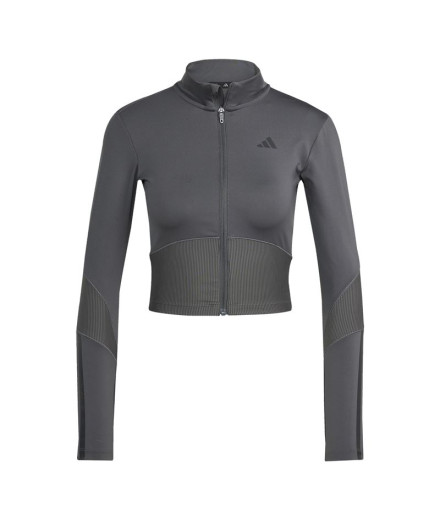 Moletom de Fitness adidas Hyg Rib Track Mulher Cinza