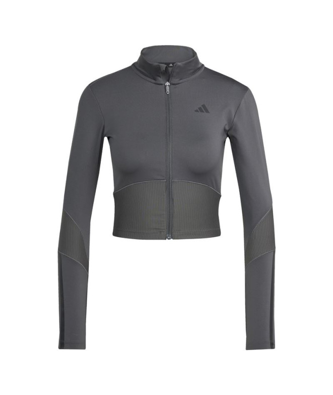 Sudadera de Fitness adidas Hyg Rib Track Mujer Gris