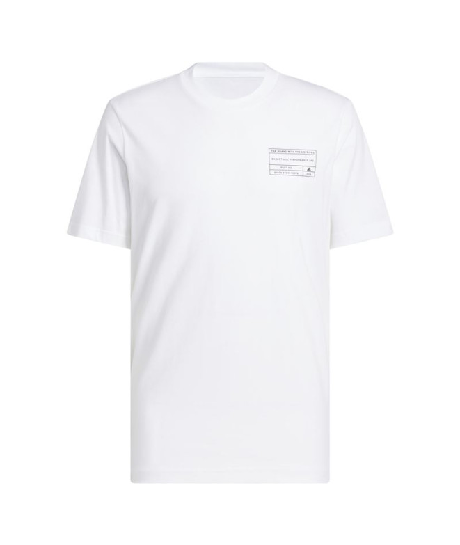 Camiseta de Baloncesto adidas Gfx Lb Tee 2 Hombre Blanco/Negro