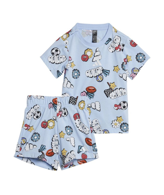 Chandal adidas Seasonal Essentials Fun Aop Set Bebés Azul/Multicolor