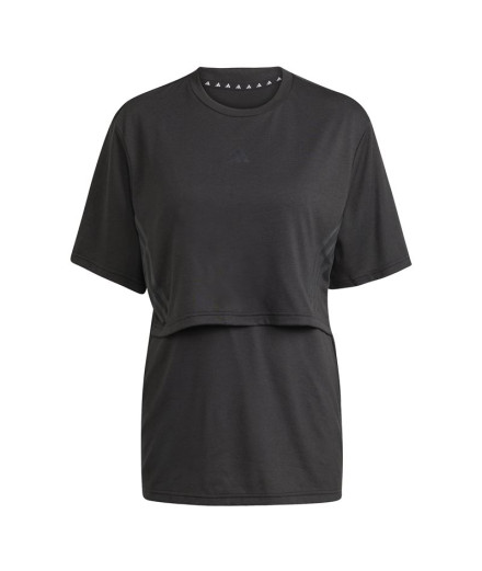 Camiseta de Fitness adidas Mat Tee Mulher Preto/Carvão
