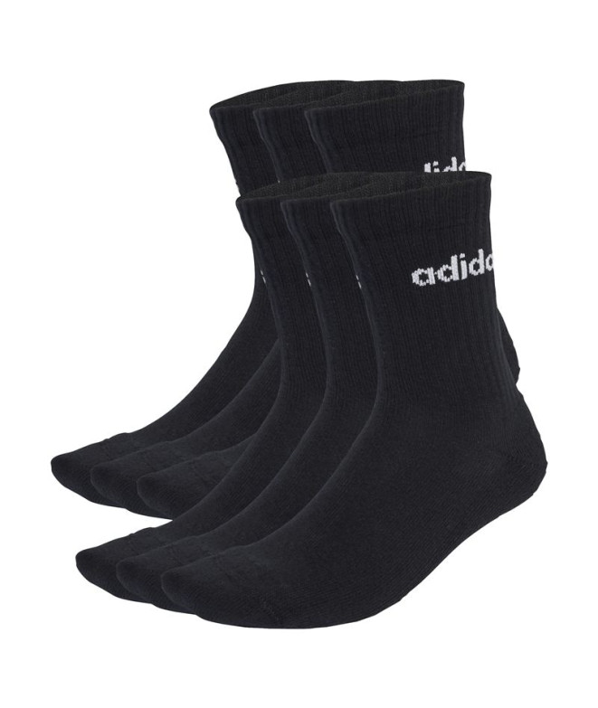 Calcetines adidas C Lin Crew 6P Infantil Negro / Blanco