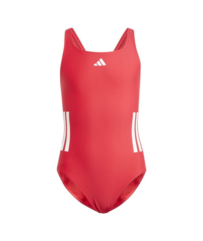 Fato de banho de Natação adidas 3 Bandas Bld Swimsuit Menina Rubpur/Branco