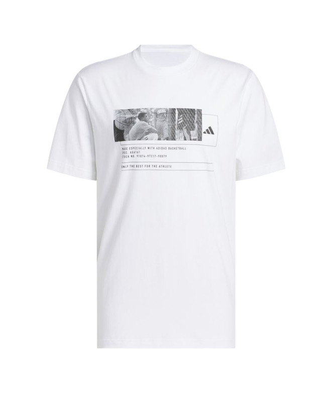 Camiseta de Baloncesto adidas Bb Gfx Season Hombre Blanco