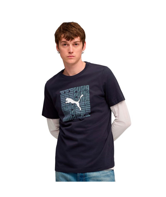 Camiseta Puma Graphic Box Azul Marino, Hombre