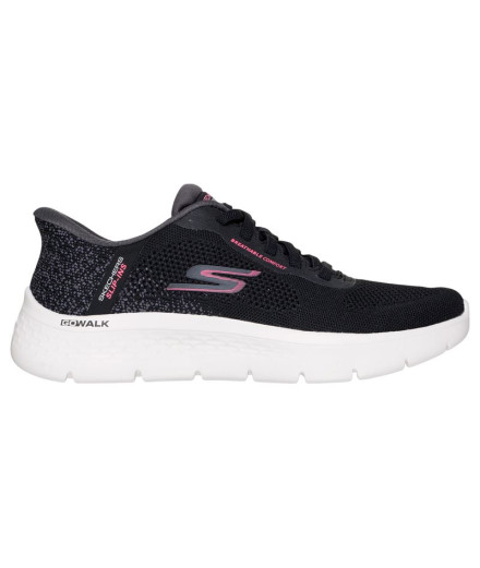 Zapatillas Skechers Go Walk Flex Mujer Negro /Blanco Trim