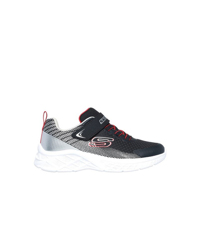 Zapatillas Skechers Microspec II - Zovri Niño Negro Silver & Rojo