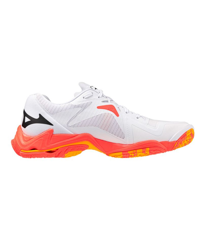 Bottes de Volley-ball Mizuno Wave Lightning Z8 Blanc/Corail/Citron