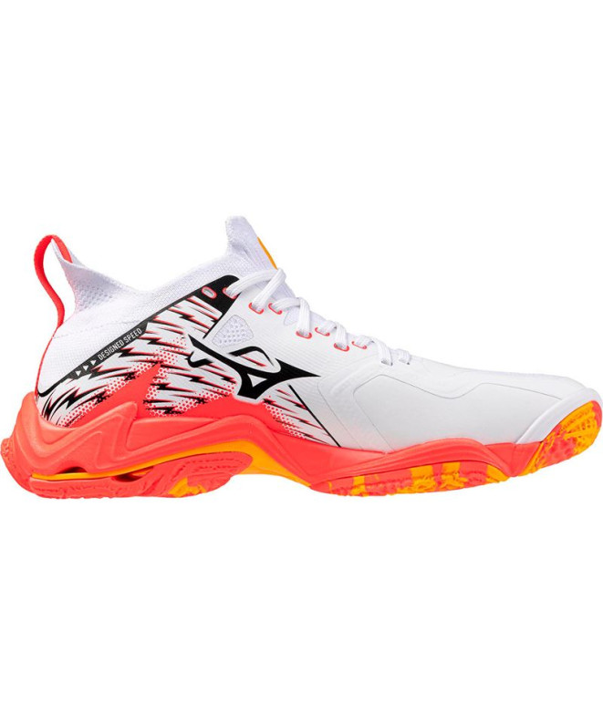 Bottes de Volley-ball Mizuno Wave Lightning Neo 3 Blanc/Corail/Citron