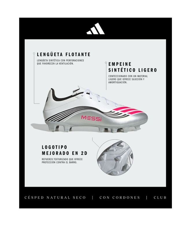 Botas de futebol adidas F50 Messi Club Fg Prata