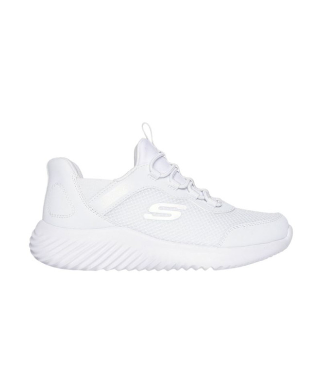 Zapatillas Skechers Bounder - Brisk-Burst Blanco Knit Mesh/ Plata Niño