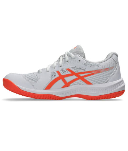Chaussures de Handball ASICS Upcourt 6 Femme Blanc/Corail 2