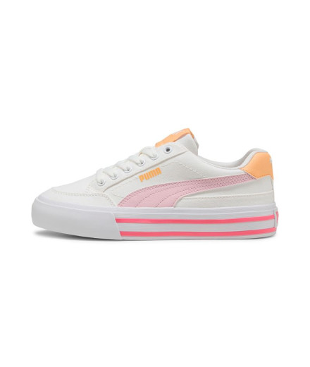 Sapatilhas Puma Court Classic Vulc F Infantil Branco/Rosa 2