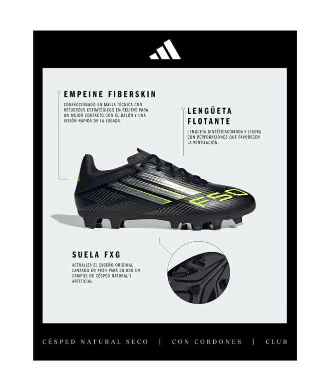 Bottes de Football adidas F50 Club Fg/Mg Noir/Gris