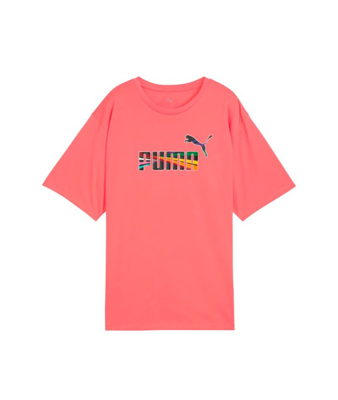 Camiseta Puma Love United Relaxed, Peach Frost Mulher