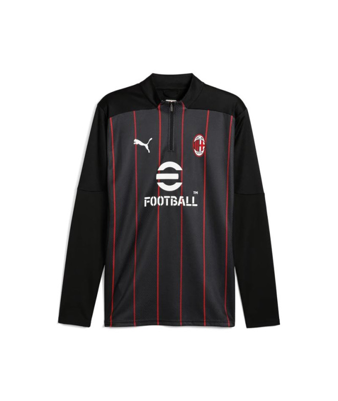 Camiseta de Futebol Puma AC Milan Prematch 1/4 Zip, Preto Para, Homem