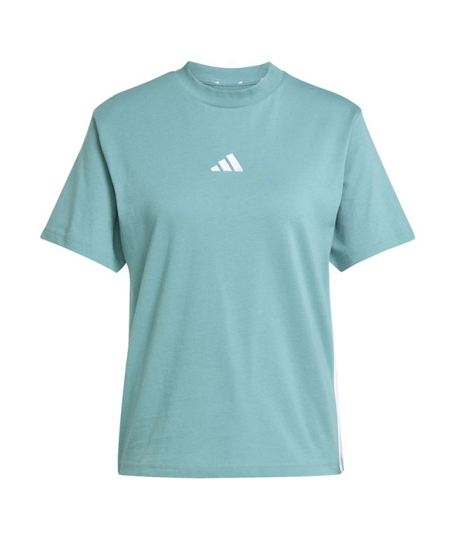 Camiseta adidas 3 Bandas Sj Mujer Azul/ Blanco