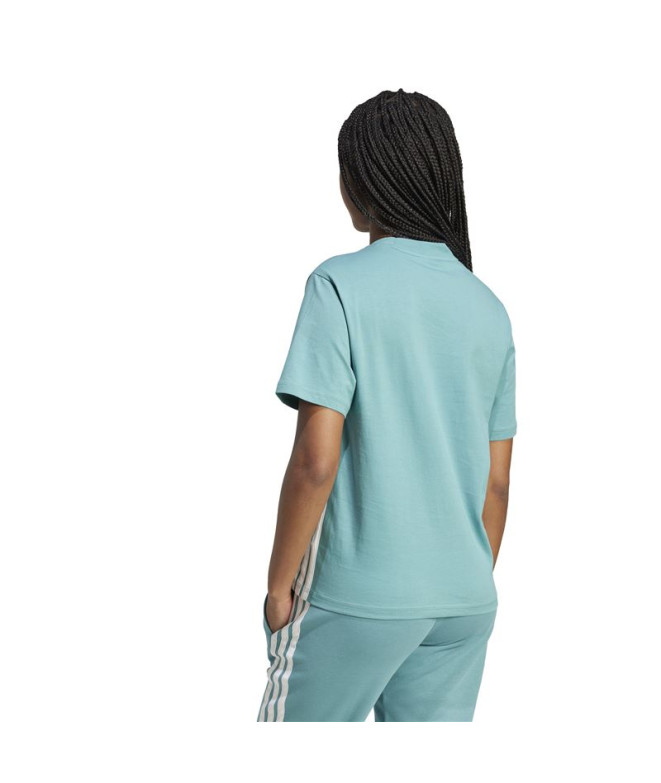 Camiseta adidas 3 Bandas Sj Mulher Azul/ Branco