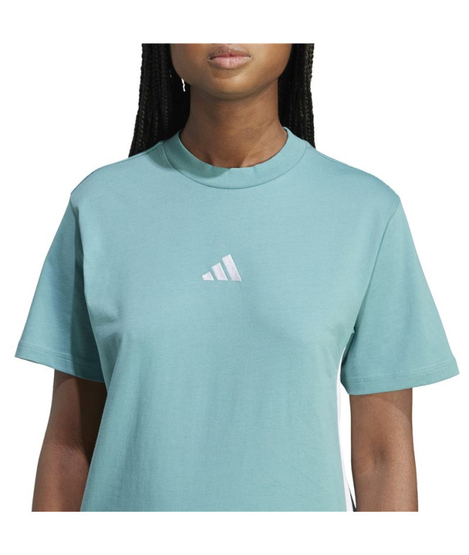 Camiseta adidas 3 Bandas Sj Mujer Azul/ Blanco
