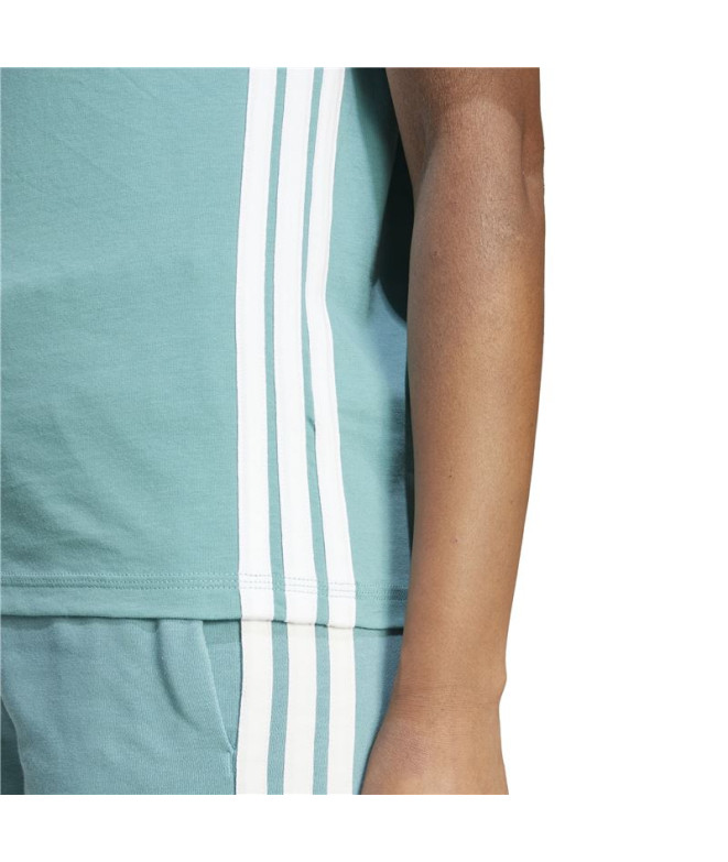 T-shirt adidas 3 Bandes Sj Femme Bleu/ Blanc