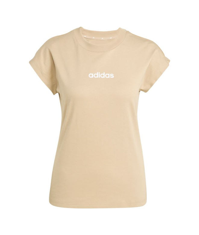 Camiseta adidas Linear Sj Mulher Bege/ Branco
