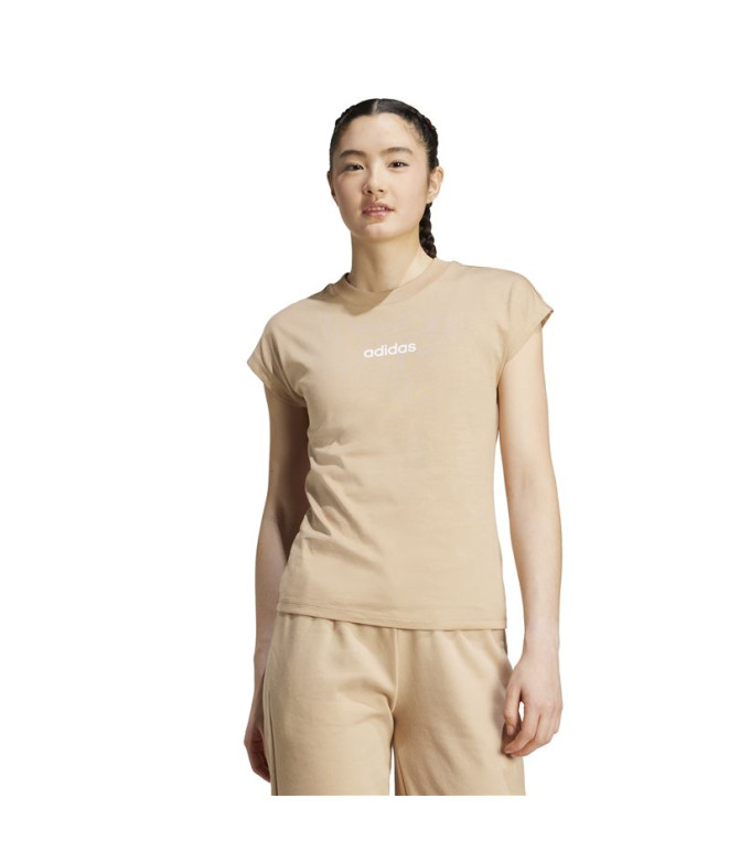 Camiseta adidas Linear Sj Mujer Beige/ Blanco