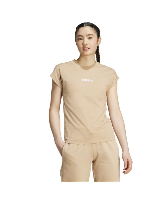 T-shirt adidas Linear Sj Femme Beige/ Blanc