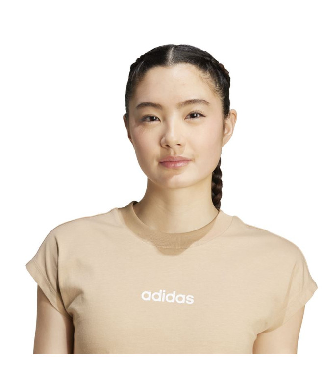 Camiseta adidas Linear Sj Mulher Bege/ Branco