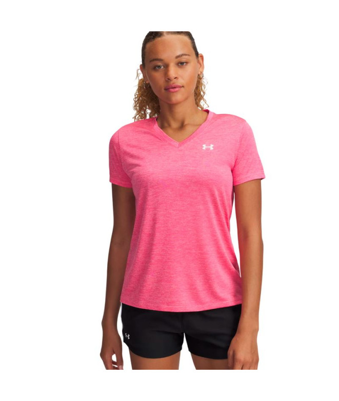 T-shirt Manches Courtes de Fitness Under Armour Tech Ssc- Twist Femme Rose