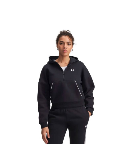 Camiseta Under Armour Rival Flc Piped Hz Hoodie Mujer Negro