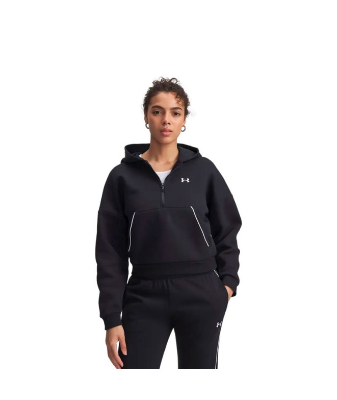 Camiseta Under Armour Rival Flc Piped Hz Hoodie Mulher Preto