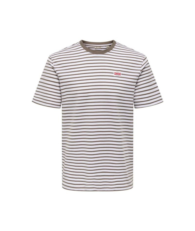 Camiseta Only & Sons Onsdawson Reg Stripe Hombre Bright Blanco