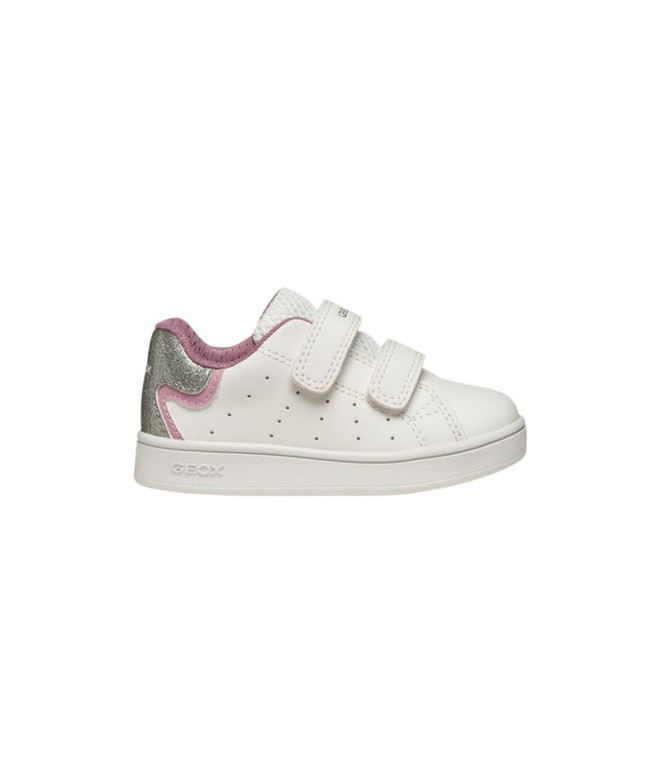 Sapatilhas Geox B Eclyper A - Vit.Sin+Ver.Glit Infantil Branco/Rosa