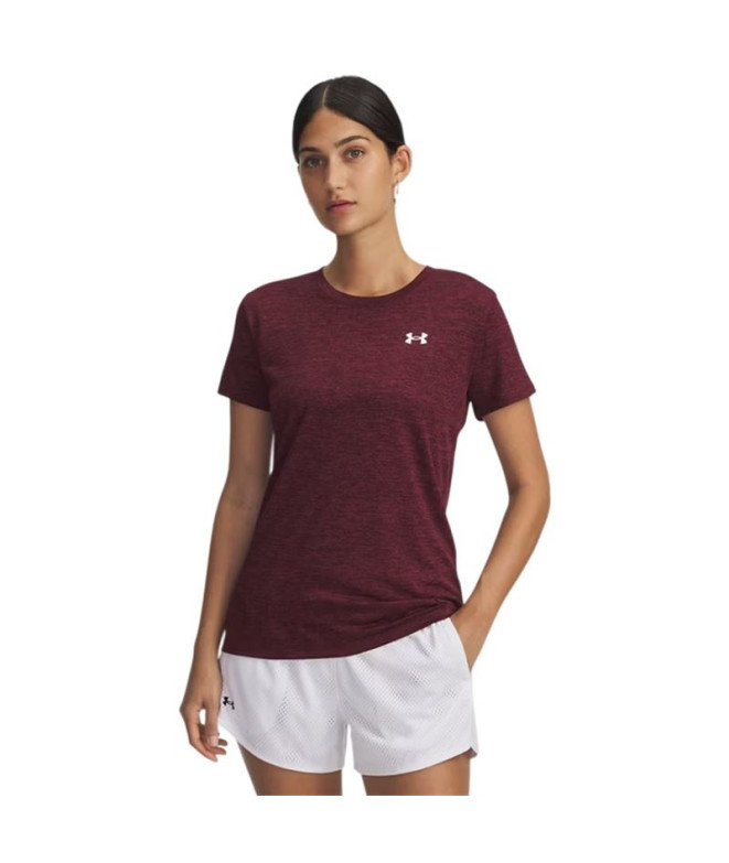 Camiseta de Fitness Under Armour Tech Ssc- Twist Mulher Maroon