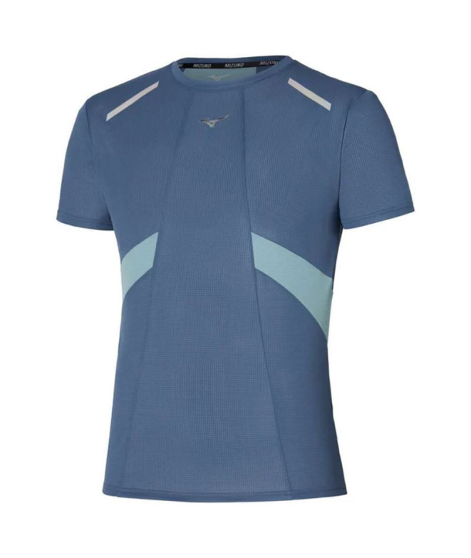 Camiseta De Running Mizuno Dryaeroflow Tee Homem Azul
