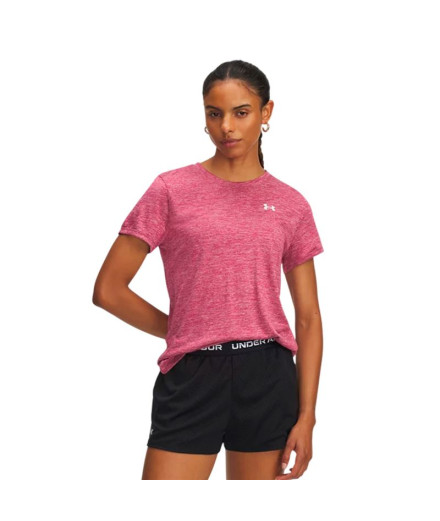 Camiseta de Fitness Under Armour Tech Ssc- Twist Mulher Rosa