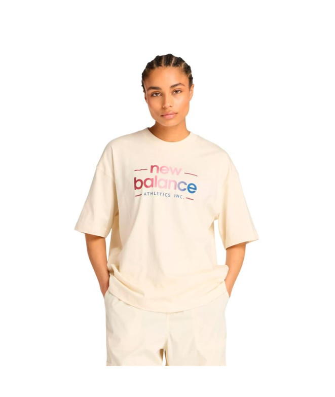 T-shirt New Balance Reimagined Oversized Beige Femme