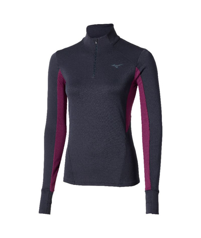 Sweat de Running Mizuno Active Warm Hz Ls Femme Bleu