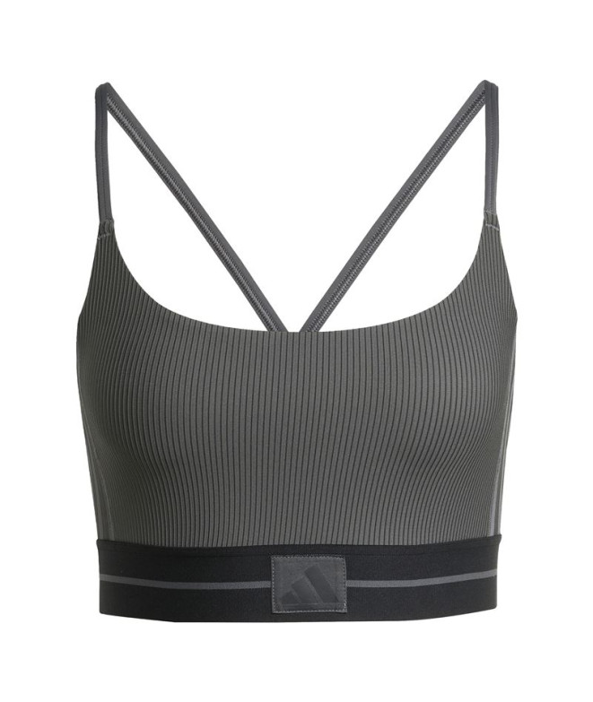 Brassiere de sport de Fitness adidas Hyg Rib Bralett Femme Gris