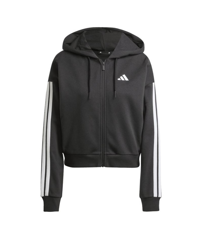 Chaqueta adidas 3 Bandas French Terry Fz Hd Mujer Negro/Blanco