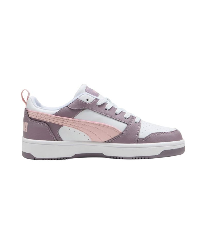 Chaussures Puma Rebound V6 Low, Blanc-Mauve Mes Unisexe